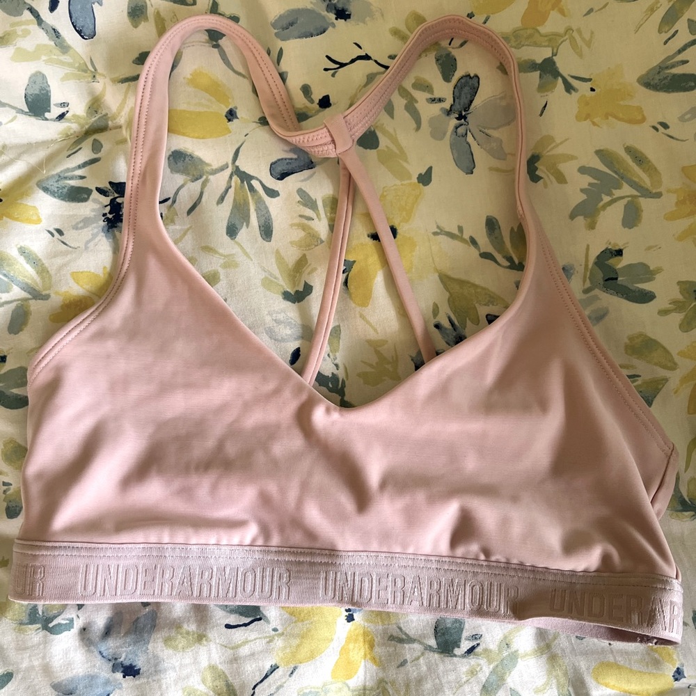 under armour pink strappy sports bra, extra small (XS)